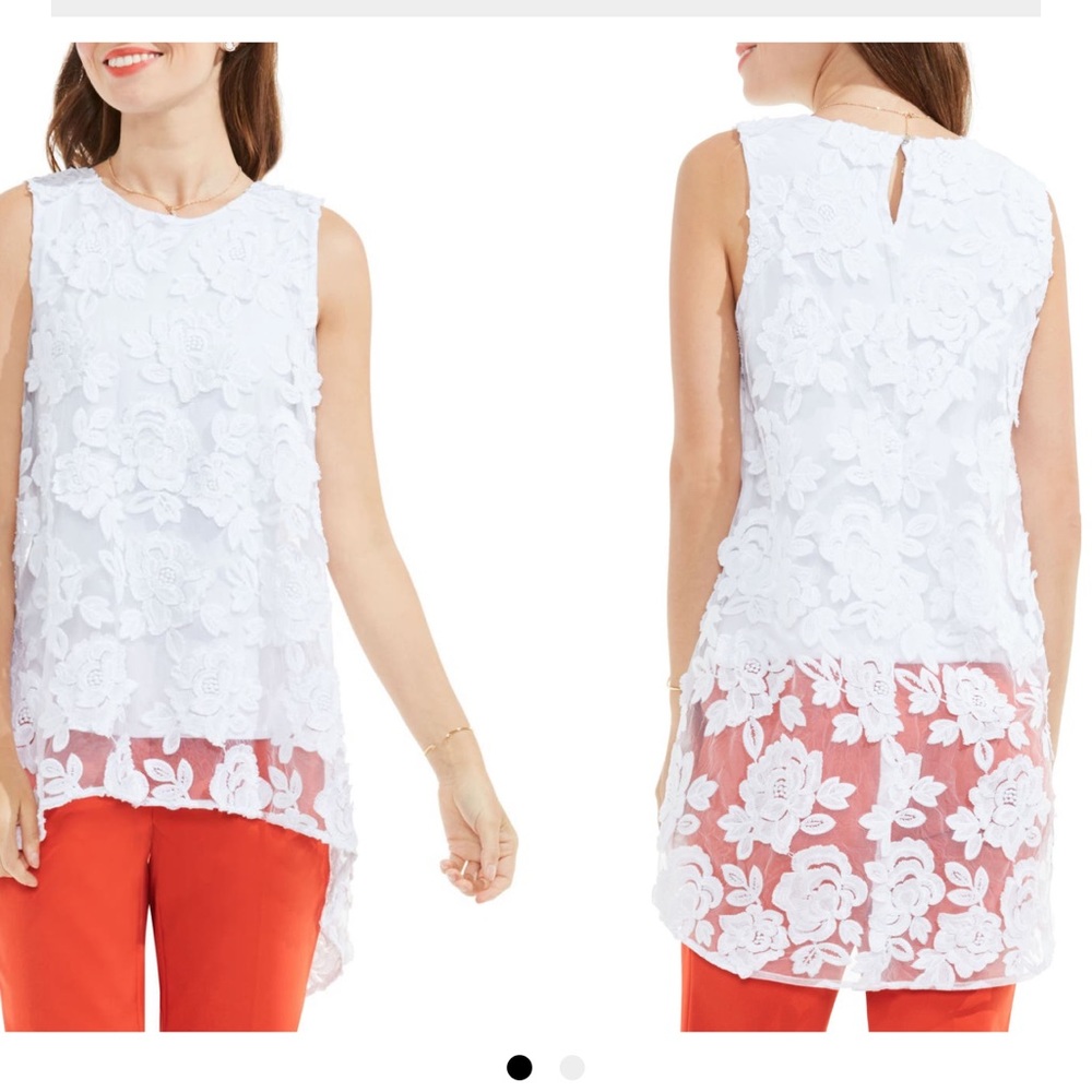 NWOT Floral mesh hi-low blouse